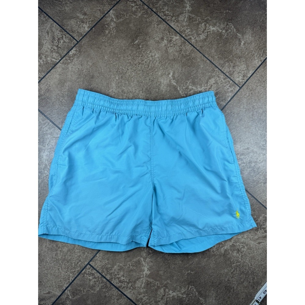 Vintage Polo Ralph Lauren Large Mens Teal Swim Trunks Lined Pony